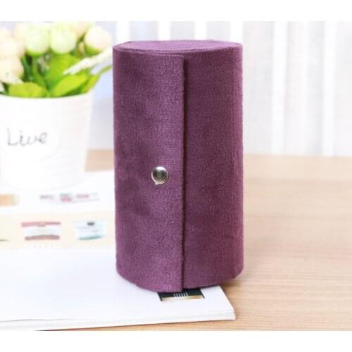 Velvet Jewelry Box Travel 3-Layer Roll-up Snap Storage Earring Bracelet Display HXBA