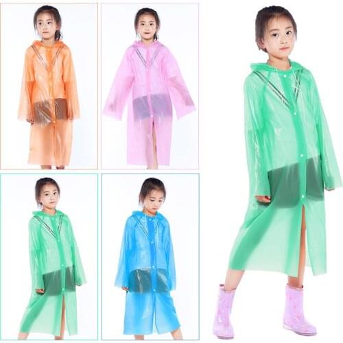 Outdoor PEVA Kids Raincoat Waterproof Rain Coat Clear Transparent Children Student Poncho Boys Girls Rainsuit Protective Covers