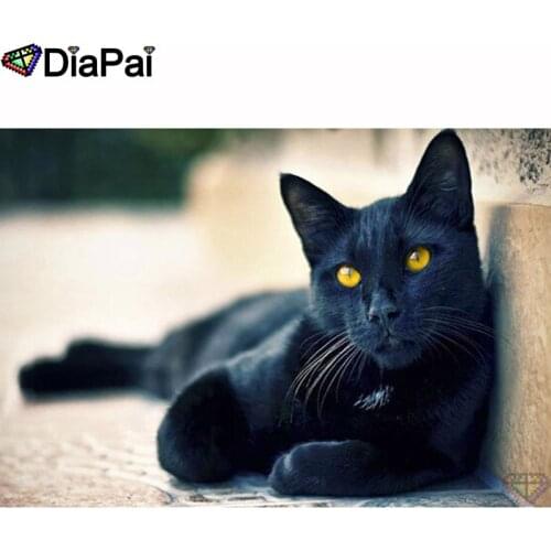 DIAPAI 5D Diamond Pattern Rhinestone Needlework Diy Diamond Painting Cross Stitch "Animal cat" Diamond Embroidery A26211