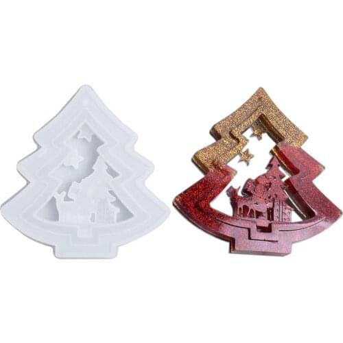 DIY Christmas Tree Pendant Hanging Decoration Silicone Mold Christmas Ornament Crystal Epoxy Mold