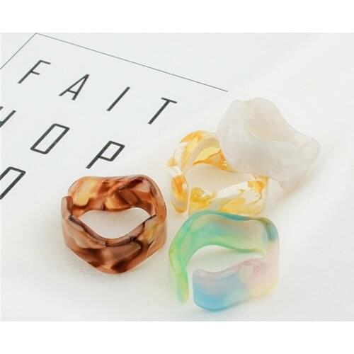 Geometric Statement Ring Resin Acrylic Transparent Colorful Rings For Women Fashion Finger Jewellery Girls Travel Gifts Anillo