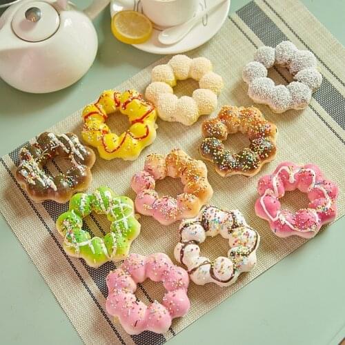 Toy Model Donut Food-Props Fake Decoration Simulation-Cake 10pcs Wreath Shooting Plum