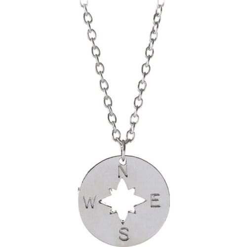 Or Gold Filled Going Places Compass Disc Letter Chain Necklaces Women or Men Lucky Charm Graduation Gifts