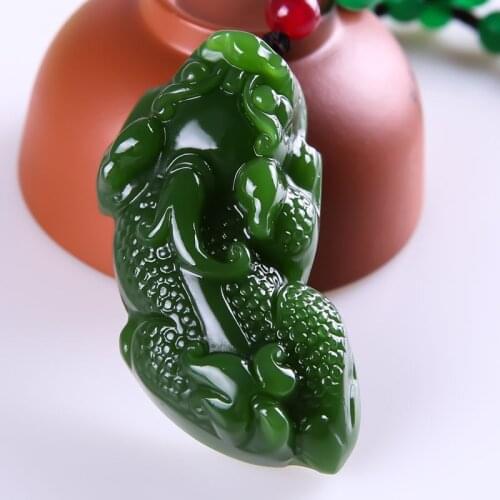 Natural Green Jade Pixiu Tiger Pendant Necklace Chinese Hand-Carved Charm Jewelry Jadeite Fashion Men Women Amulet Lucky Gifts