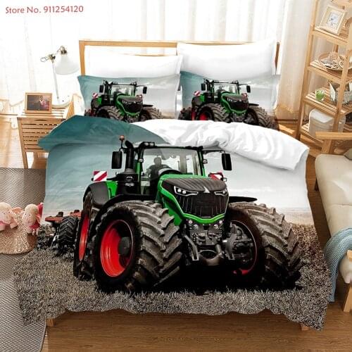 2/3 Piece Tractor Duvet Cover Bedding Set Queen Size King Truck Outdoor Sand Super Soft Microfiber Kid Boys Bed Cover Pillowcase