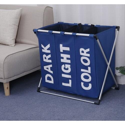 Laundry Basket Storage 3 Compartments Folding Storage Organizer Basket Toy Dirty Clothes Sundries Washing Storage Basket