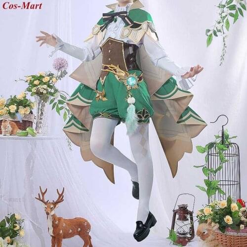 Hot Game Genshin Impact Venti Cosplay Costume God Of Wind Lovely Combat Uniform Halloween Activity Party Role Play Clothing S-XL