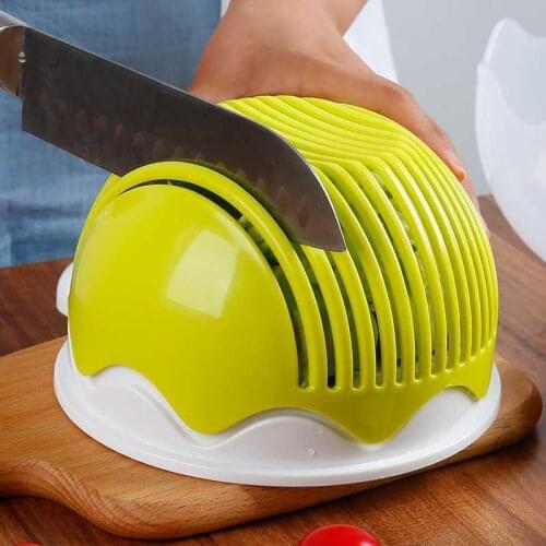 Creative Multifunctional Salad Cutting Bowl with Lid Draining One Basin Fruit and Vegetable Tools Household Kitchen