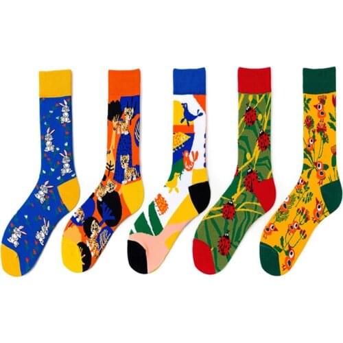 Rabbits, beetles, birds, flowers and birds, lovely tiger, artistic abstract and colorful couples in tube socks C69