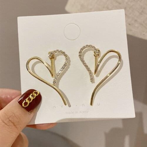 2020 New Fashion Women Earrings Heart Shape Rhinestone Metal Earrings For Women Girl Party Jewelry Gifts Wholesale