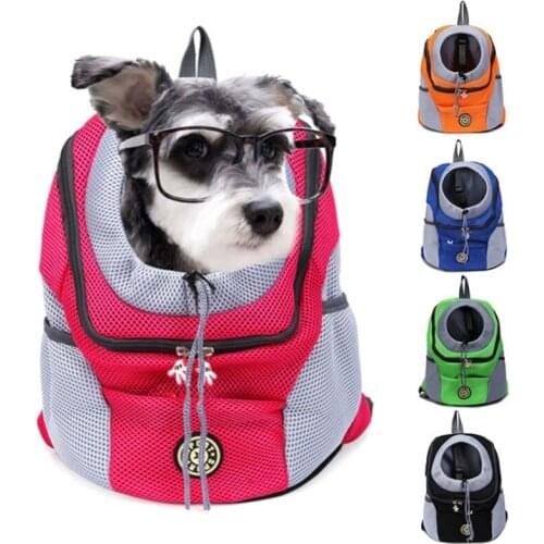 New Double Shoulder Portable Travel Backpack Outdoor Pet Dog Carrier Bag Pet Dog Front Bag Mesh Backpack