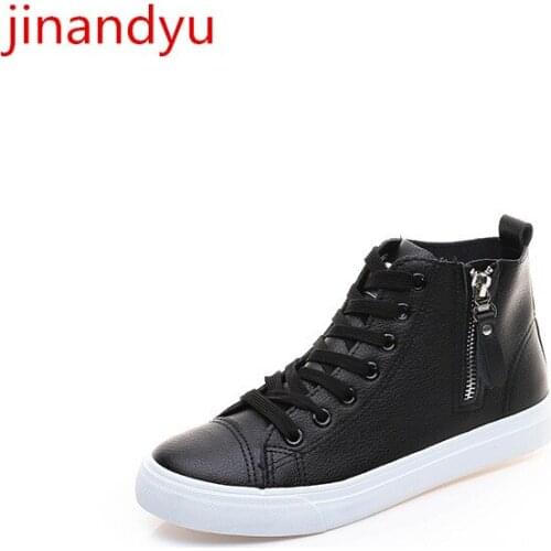 High Top Sneakers Flat Shoes Leather Casual Shoes Streetwear Lady Sneackers Fashion Trainers New Black Ladies Sport Shoes Woman