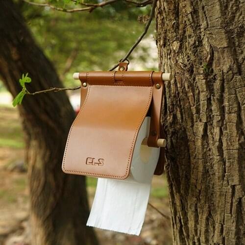 17x20CM Tissue Hanging Holder PU Waterproof Material Round Toilet Paper Hook Holder Case For Camping Home Bathroom Kitchen