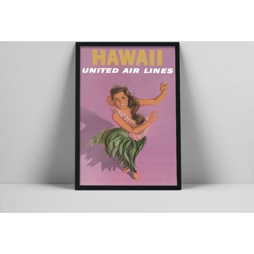 USA City Retro Travel Canvas Painting Poster Hawaii United Air Lines Advertising Posters Wall Picture Hotel Club Decoration Gift