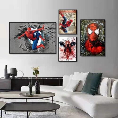 Marvel Anime Spiderman Posters Superhero Retro Newspaper Comic Canvas Painting Prints Wall Art Pictures Living Room Home Decor