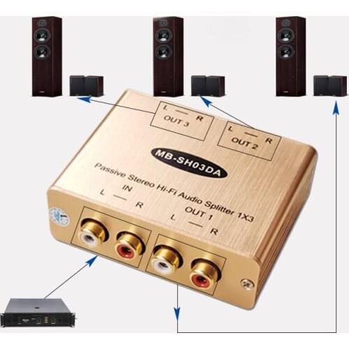 Audio Splitter One in Three Out Audio Signal Splitter One in Three AV Splitter Expansion One in Two Multi Way