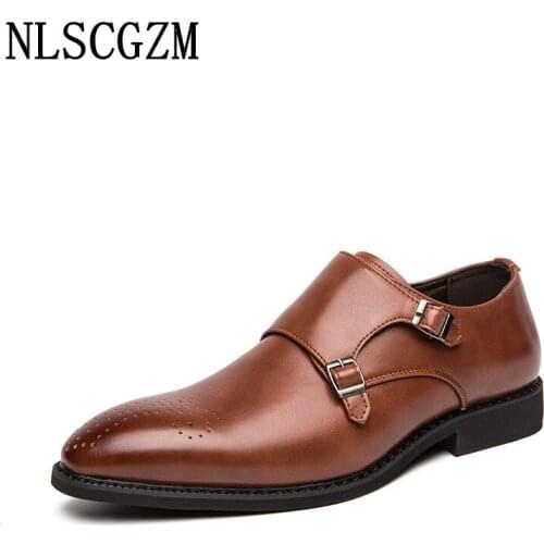 Formal Double Monk Strap Shoes Men Office 2021 Mens Dress Shoes Loafers Wedding Dress Oxford Slip on Shoes for Men Zapato Hombre