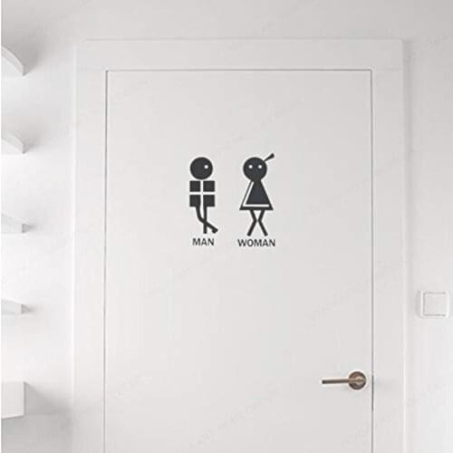 YOYOYU MAN and WOMAN bathroom signs Vinyl Wall Art Sticker For Bathroom Décor Sticker Removable Wall Art Stickrt HL134