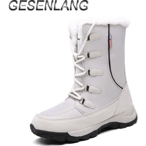 Womens Outdoor Walking Shoes Plus Fur High Top Warm Casual Snow Boots Non-Skid Durable Comfortable Female Winter Barefoot Shoes