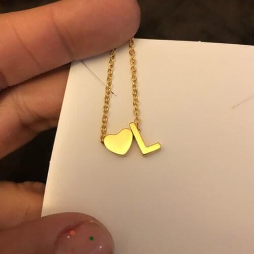 Gold Stainless Steel Initial necklace For Women Chain Choker DIY Heart Letter Love Necklace Pendant Jewelry