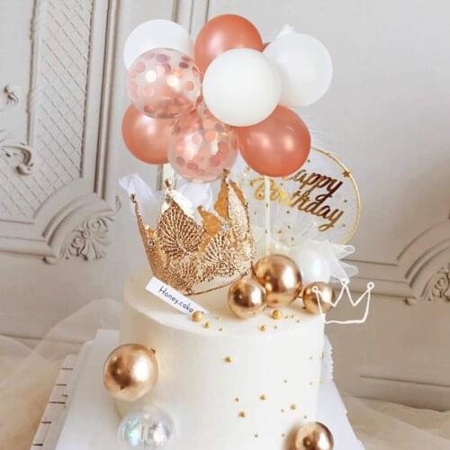 1Set Creative Cake Decor 5inch Confetti Balloon Cake Topper Set Mini Cake Topper Kits Baby Shower Wedding Birthday Party Decor