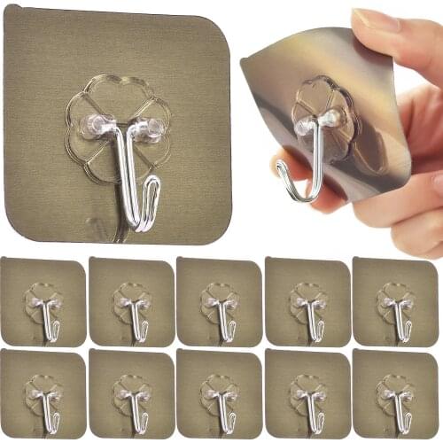 10 Pcs Hooks Transparent Strong Self Adhesive Door Wall Hangers Hooks Suction Heavy Load Rack Cup Sucker for Kitchen Bathroom