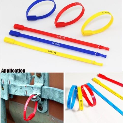 100Pcs Disposable Plastic Security Seals Tamper Proof Self Locking Ties Numbered Labels for Container Truck Logistics 210mm/8.3"