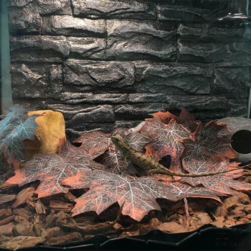 12Pcs Terrarium Reptile Dead Leaves Reptile Pet Decoration Supplies Reptiles Terrarium Jungle Tree Leaves Decor Accessories