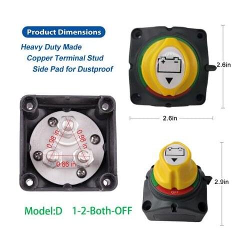 12V Dual Battery Master Selector Disconnect Isolator Cut off Kill Switch For Car Marine Camper Vans Truck RV ATV UTV