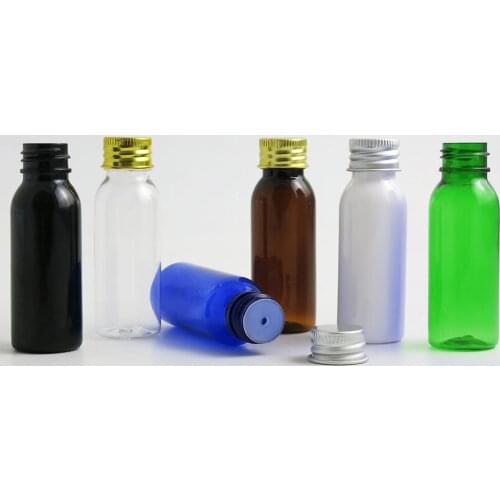 30ml Travel Round Plastic Pet Empty Essential Oil Serum Cream Bottle 1oz Black Clear Blue White Amber Green Cosmetic Container