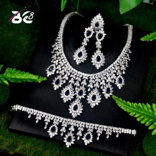 Be 8 Luxury Bridal Wedding Jewelry Sets AAA CZ Classic Design Women 4pc Set Engagement Ceremony and Anniversary bijoux femmeS072