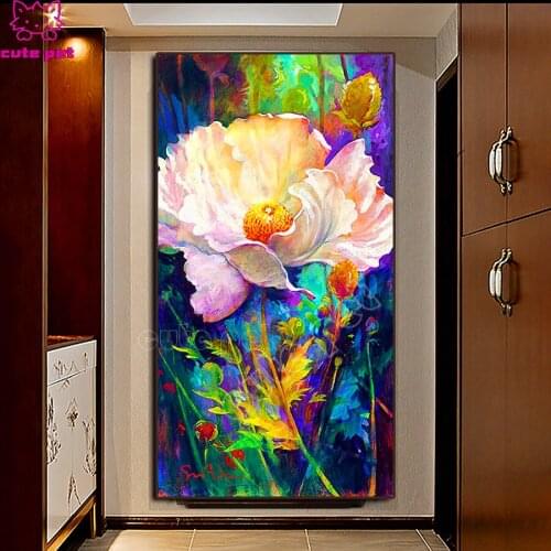 5D DIY Diamond Painting cross stitch Oil painting abstract flowers full square round diamond embroidery mosaic decoration salon