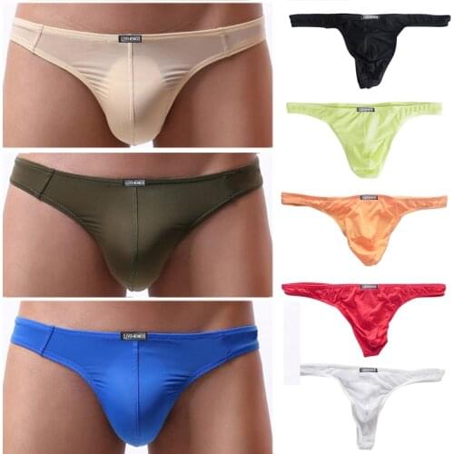 8 pcs Sexy Men Thong and G String Ice Silk Underwear Ultra Thin Panties Tanga hombre Briefs cueca Underpants Exotic Lingerie