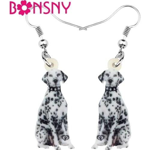 Bonsny Acrylic Sitting Spotted Dog Earrings Drop Dangle Animal Jewelry Hot Sales Charms Gift Decorations For Women Girl Kid 2019