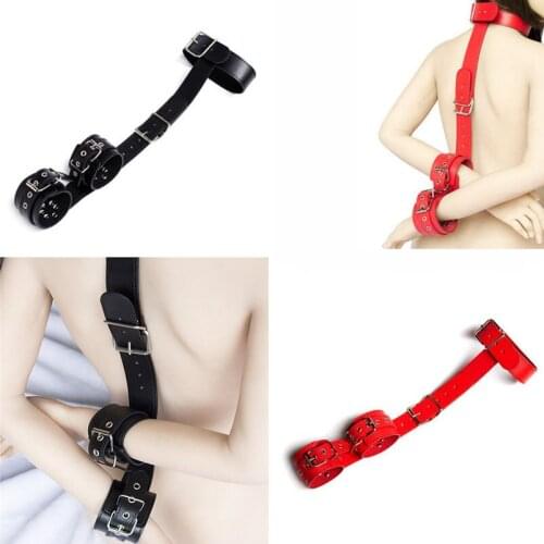 PU Leather Neck Collar to Wrist Strap Restraints Handcuffs Harness Roleplay Slave for Couple BDSM Accessories Adult Sex Toys