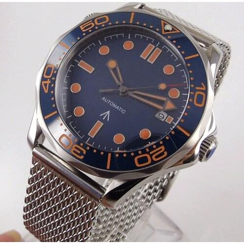 41mm Automatic Mens Watch Rotating Ceramic Bezel Date Window Mental Strap MINGZHU/MIYOTA Movement