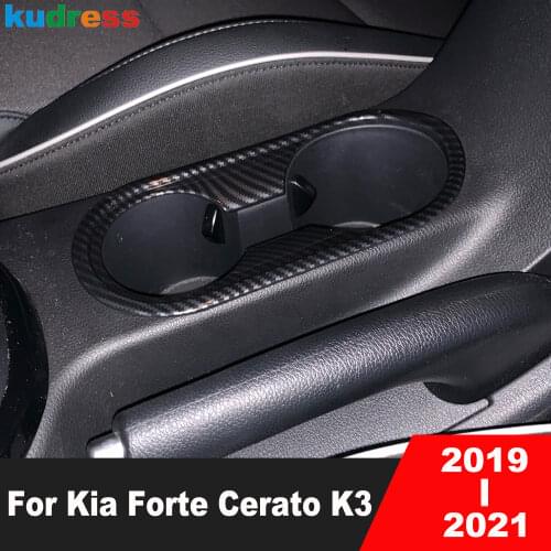 For Kia Forte Cerato K3 2019 2020 2021 Carbon Fiber Front Water Drink Cup Holder Frame Cover Trim Car Interior Accessories