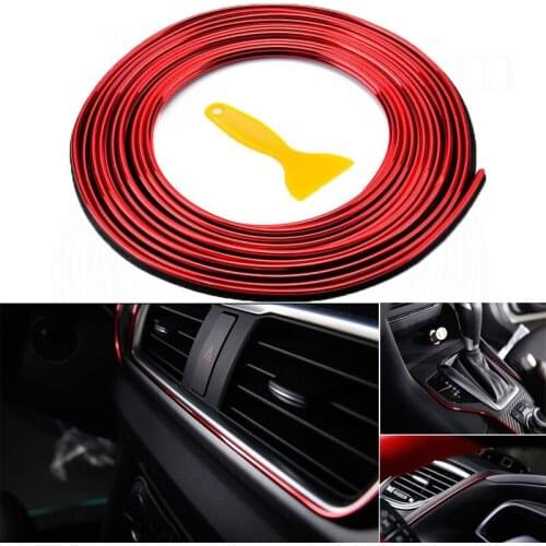 Car Styling 5M/pcs Universal DIY Flexible Interior Decoration Moulding Trim Strips Car Central Control and Door Decoration Strip