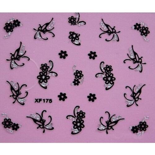 Free shipping 15 designs 3d nail art sticker black nail sticker nail beauty tool individual package