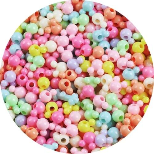 100pcs/lot Mixed Acrylic Beads Mickey Loose Spacer Beads for Needlework Jewelry Making Handmade Diy Bracelet Accessories