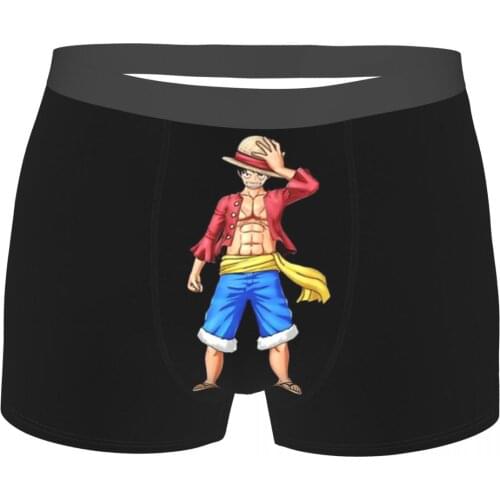 One Piece Monkey D. Luffy Japanese Anime Luffy Stand Underpants Homme Panties Male Underwear Print Couple Sexy Set Calecon