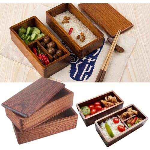 Japanese-style Wooden Double-layer Lunch Box Food Container Two-layer Sushi Box Household Tableware Portable Picnic Box