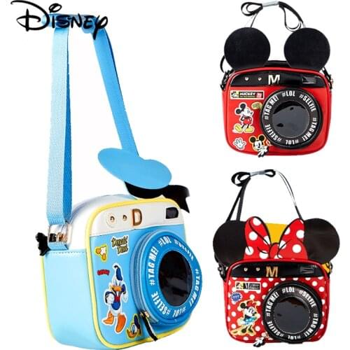 Disney Minckey Minnie Mouse Donald Duck Kids Bags Baby Boys Girls 3D Camera Bag Cute Cartoon Purse PU Zipper Backpacks Gift
