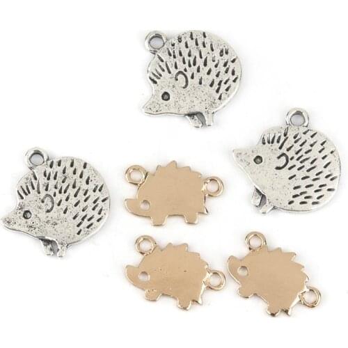 DoreenBeads 5 PCs Metal Charms Pendants Heart Hedgehog Animal Antique Silver Color Jewelry Accessories For Jewelry Making