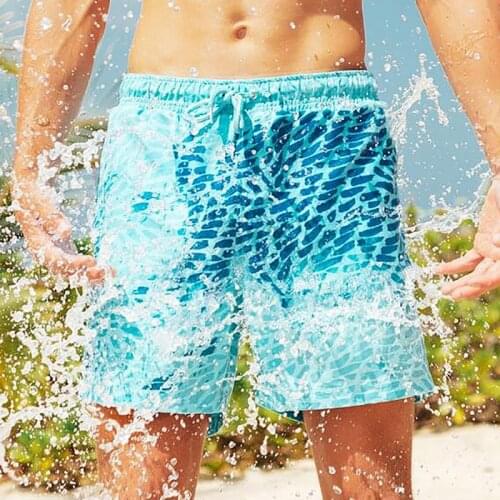 Drop Shipping Magical Change Color Beach Shorts Children Shorts Summer Breathable Swimming Trunks Swimwear Beach Bathing Suit