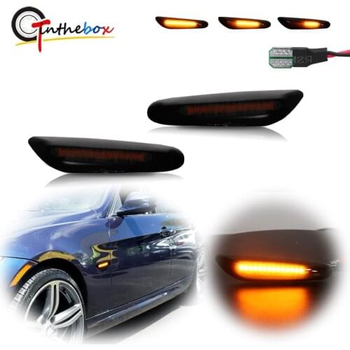 2PCS Smoked Lens Sequential Amber LED Car Front Side Marker Turn Signal Lights For BMW E90 E83 E92 E82 E46 E60 Fender Flare Lamp