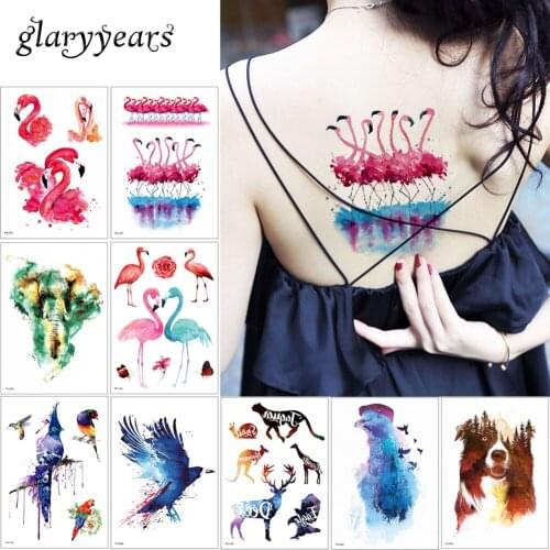 Glaryyears 24 Designs 1 Sheet Watercolor Animal Temporary Tattoo Fox Wolf Decal Body Sticker Water Transfer Tattoo Paper Fashion