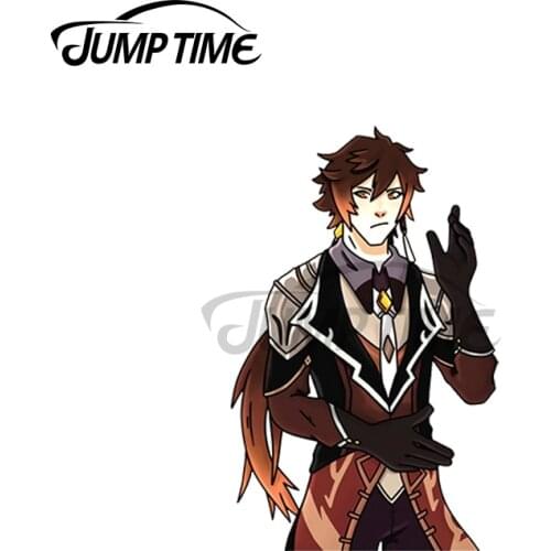 JumpTime 13 x 3.6cm For Zhongli Genshin Sticker Car Window Decals Waterproof Accessories Cartoon Car Sticker Graphic