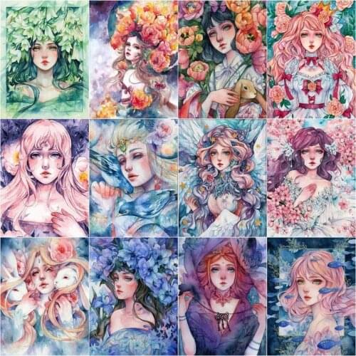 GATYZTORY Paint By Number Girl HandPainted Painting Art Gift DIY Flower Pictures By Numbers Portrait Kits Drawing On Canvas Home