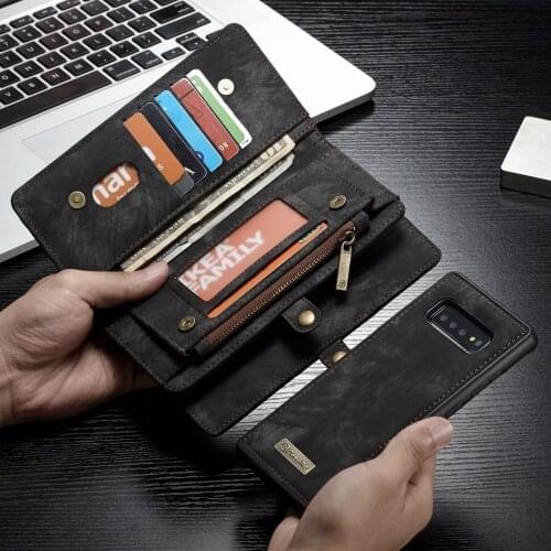 For Samsung Galaxy S10 Case 2 in 1 Detachable Genuine Leather Magnetic Folio Flip Wallet Cover Case for Samsung S10 E S10 Plus